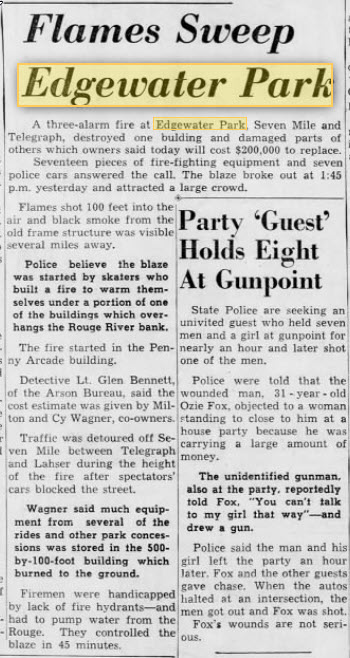 Edgewater Park - DEC 27 1955 ARTICLE ON FIRE